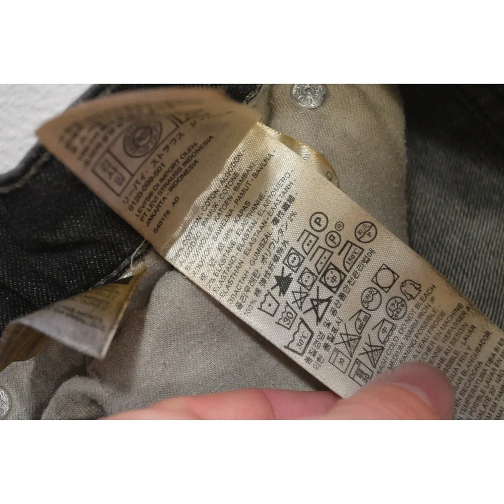 Levi's 559 Relaxed Straight Jeans Mens 44x32 Black/Gray Denim Stretch Excellent‎